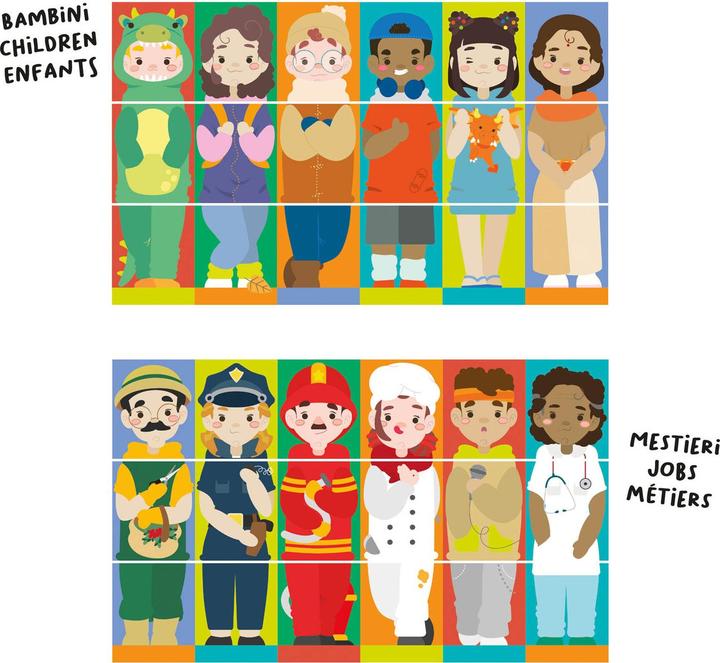 Actual product image Quercetti Rotating puzzle children and professions Tubo Mix and Match, 2583 (2 pieces)