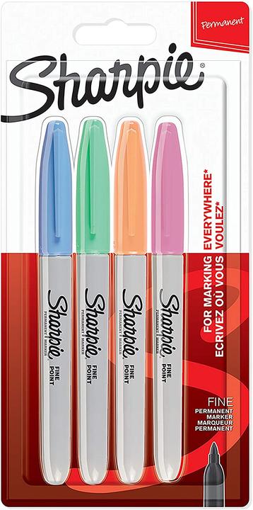 Image du produit Sharpie Marqueur pointe fine ronde F 4 couleurs pastel (Bleu, Pink, Orange, Vert, 1 mm, 4 x)