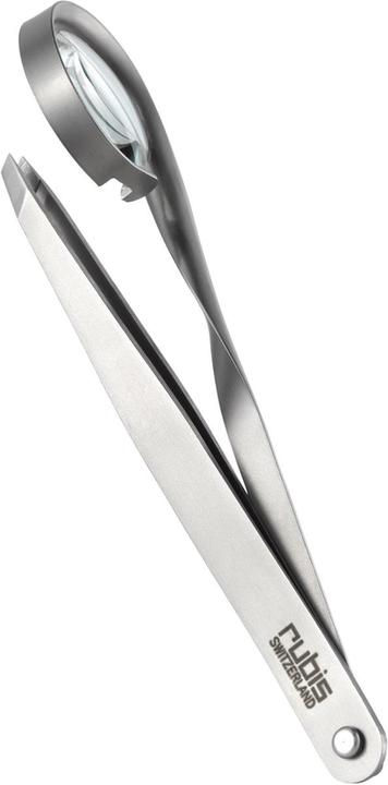 Produktbild Rubis Pinzette mit Lupe, schräg, Inox