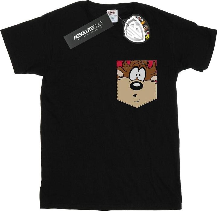 Looney Tunes Tasmanian Devil Face Faux Pocket TShirt Jungen