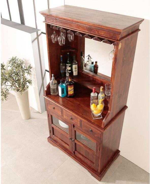Produktbild Floki24 Barschrank im Kolonialstil, Akazie 97x52x193 OXFORD - dunkelbraun