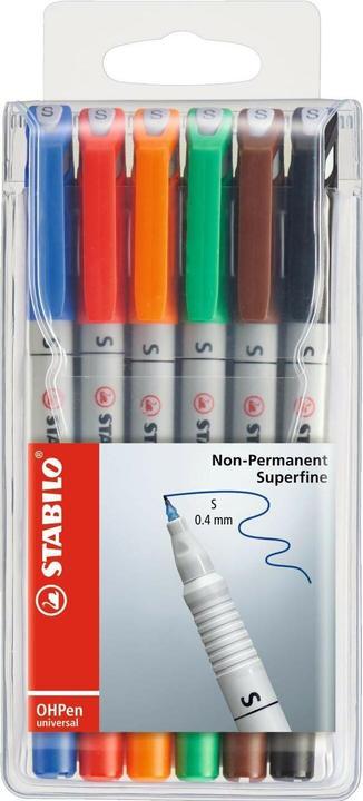 Immagine prodotto STABILO OHPen (Blu, Nero, Arancia, Marrone, Rosso, Verde, 0.40 mm, 6 x)