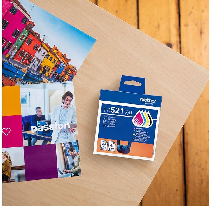 Actual product image Brother LC521VAL Genuine Ink Cartridge Value Pack (M, C, Y)