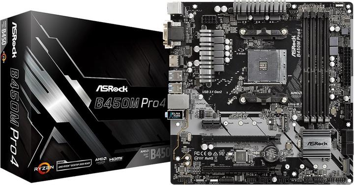 Productafbeelding AsRock B450M Pro4 (AM4, AMD B450, mATX)