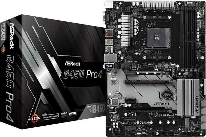 Produktbild AsRock B450 Pro4 (AM4, AMD B450, ATX)