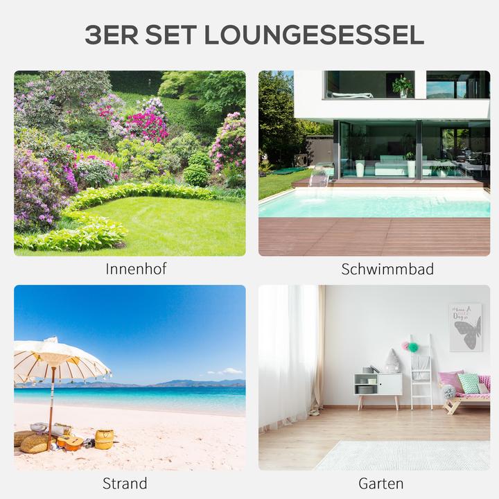 Produktbild Outsunny 2er Set Gartenliegen mit Tisch (169 cm)