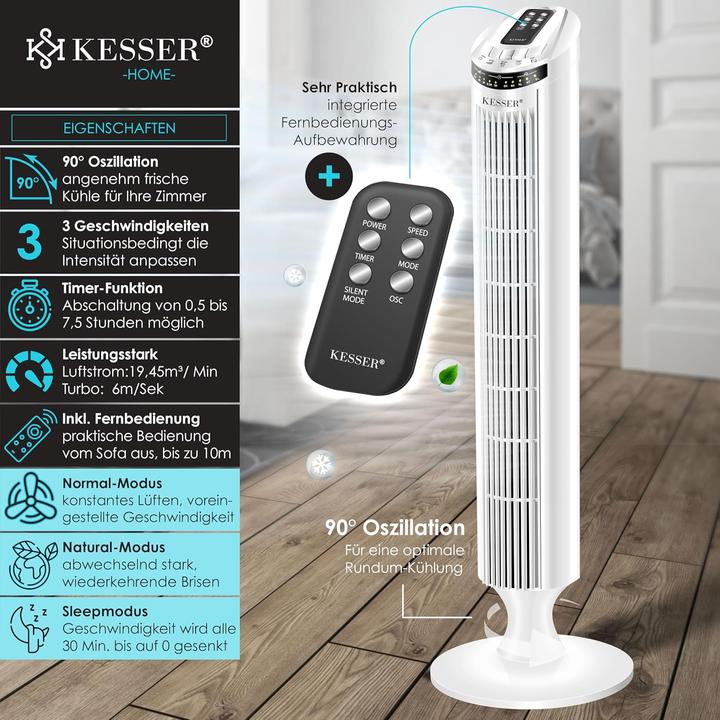 Immagine prodotto Kesser Turmventilator mit Timer und Fernbedienung (51.50 dB)