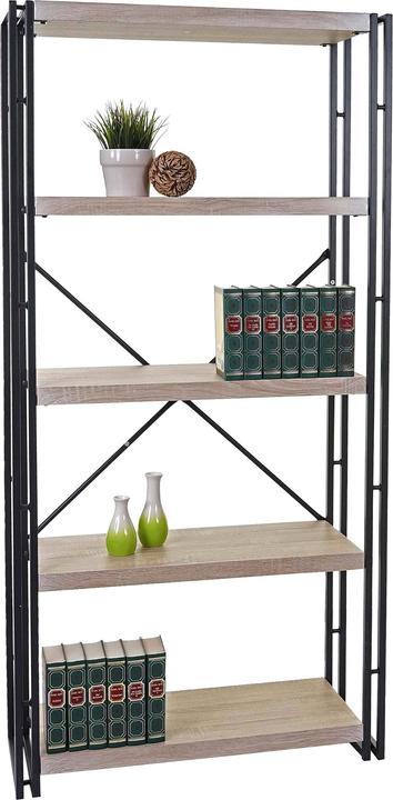 Immagine prodotto Swisshandel24 Libreria, scaffale in piedi, scaffale da salotto, 165x80cm Struttura 3D a 5 livelli - aspetto rovere (165 x 80 x 30 cm)