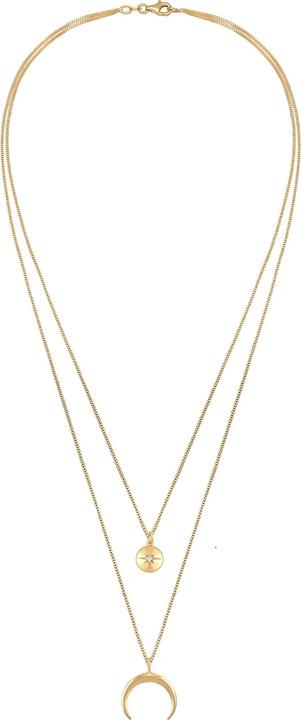 Produktbild Elli Halskette Layer Halbmond Stern Plättchen Zirkonia 925 Silber (Zirkonia, 925er Sterling Silber, 45 cm)