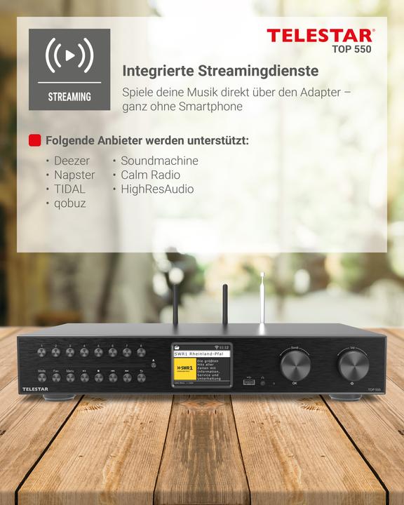 Actual product image Telestar TOP 550 sw All-In-One-System 43cm,Verstärker,CD,Internet/DAB+/UKW,BT (CD player, Bluetooth Receiver)