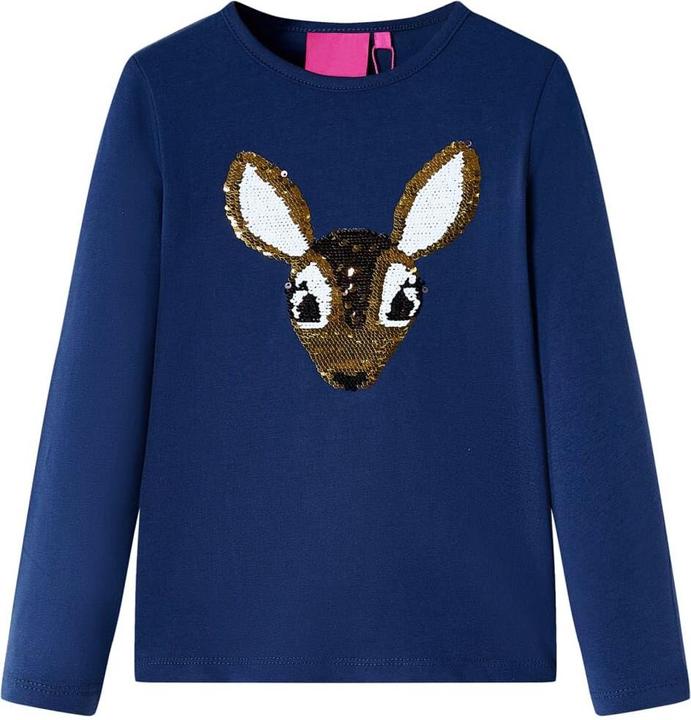 VidaXL Kinder-Langarmshirt Marineblau 116,Material: 95 % Baumwolle (116)