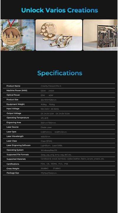 Actual product image Creality Lasergravierer Falcon Pro S 40 W, Drucktechnik: Laser