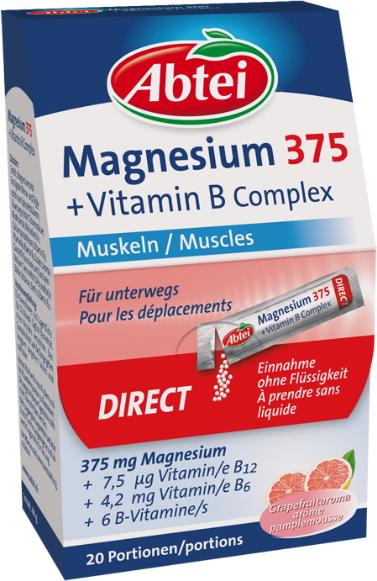 Produktbild Abtei Magnesium 375 + Vitamin B Komplex (20 Stk) (1 Stück, Granulat, 44 g)