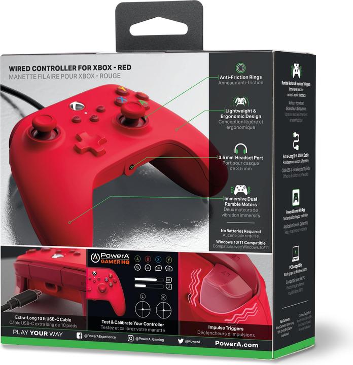 Produktbild PowerA XB Controller Enhanced wired rot (Windows, Xbox Series X)
