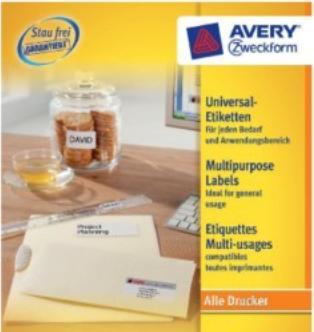 Actual product image Avery Universal labels
