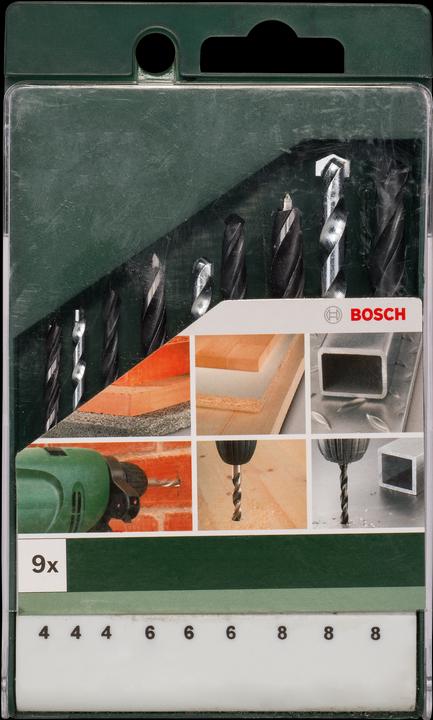 Produktbild Bosch Professional Zubehör 9tlg. Bohrer-Set: Metall HSS-R/Stein/Holz (4 mm, 6 mm, 8 mm)