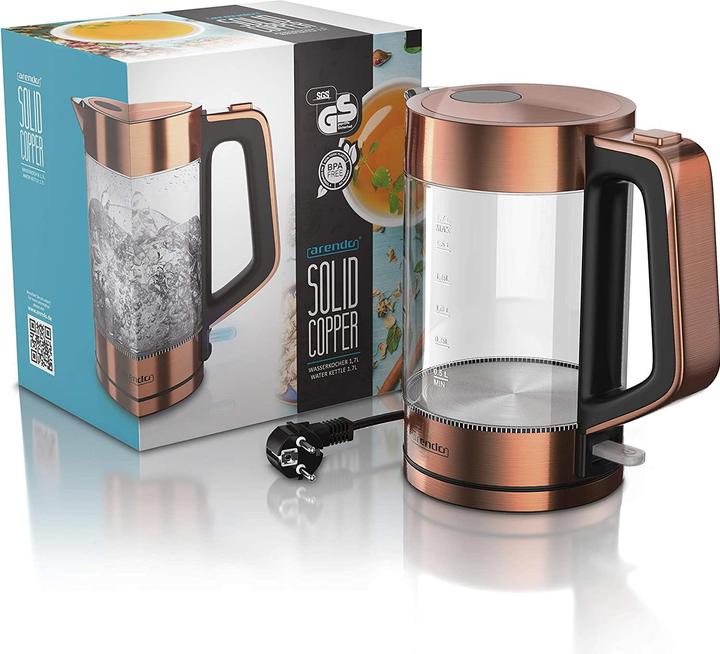 Immagine prodotto Arendo Bollitore in vetro massiccio in acciaio inox, rame (1.70 l)