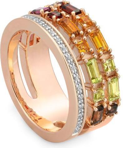 Breuning RING - E.RHODOLITH/Brill. 0,127 Ct. H/si (52, 750/18 K Gold)