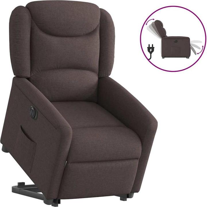 Immagine prodotto VidaXL Poltrona massaggiante elettrica con ausilio per la risalita in tessuto marrone scuro