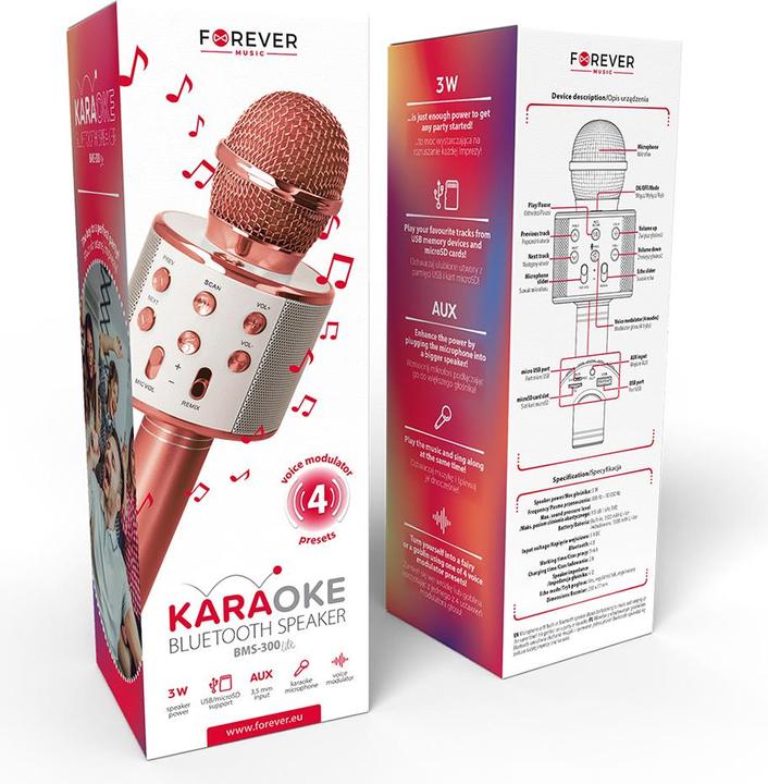 Immagine prodotto Forever Microfono Bluetooth con altoparlante BMS-300 oro rosa