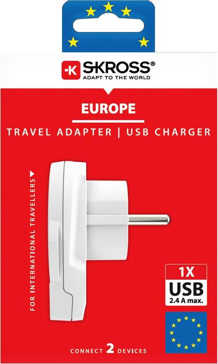 Actual product image Skross Country Travel Adapter and USB Charger World to Europe USB