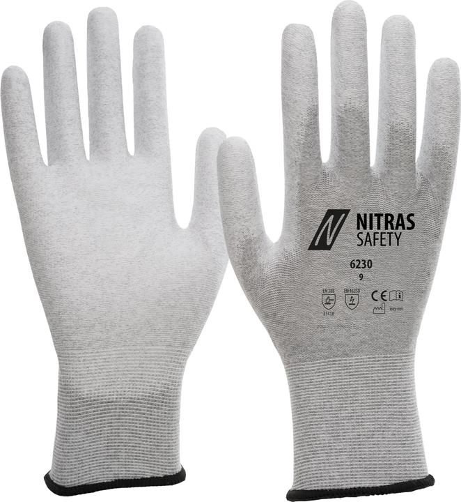 Image du produit Nitras Gants 6230 taille 9 gris/blanc EN 388, EN 16350 EPI catégorie II (9)