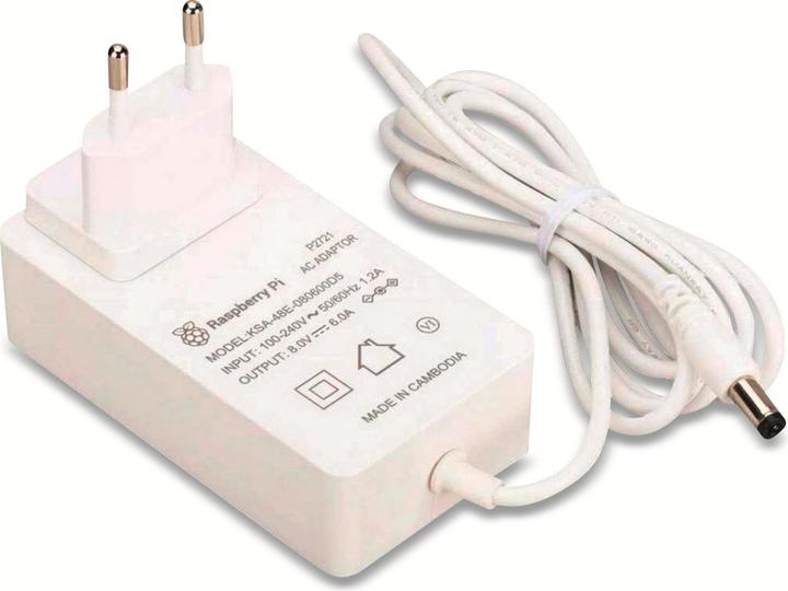 Actual product image Berrybase 48W power supply for Raspberry Pi Build HAT, EU, white