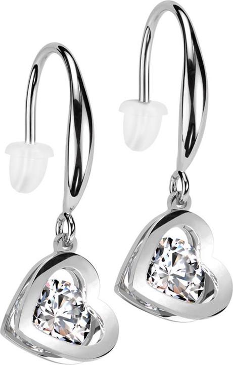 Star Piercing Ohrring silber Anhänger Herz Kristall silber (Chirurgenstahl)