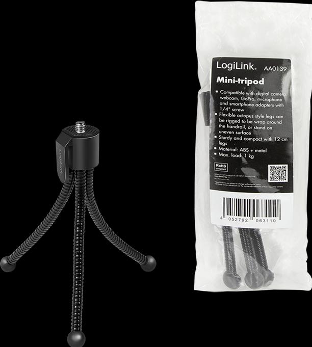Actual product image LogiLink Portable mini tripod, flexible, max. 1 kg