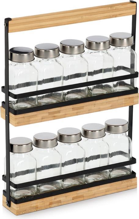 Actual product image Zeller Present Gewürzständer 11-teilig Glas Metall Bambus 22.7x4.7x30.5 cm