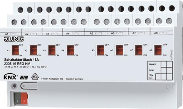 Actual product image JUNG Switch actuator 2308.16REGHM KNX 8gang (Switch actuator)