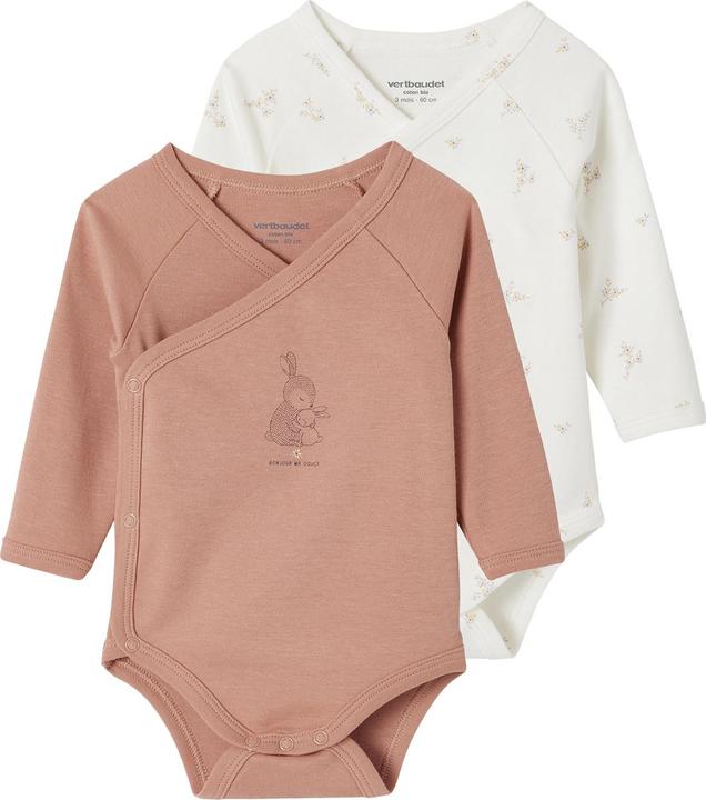 Actual product image Vertbaudet Bio-Kollektion: 2er-Pack Baby Wickelbodys mit langen Ärmeln (74)