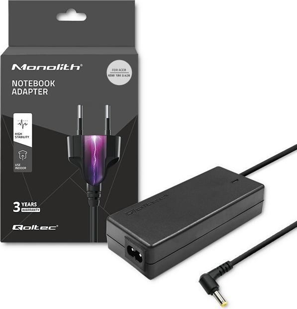 Produktbild Qoltec 51115 Power adapter for ACER 65W| 19V| 5.5* 1.7| 3.42A|+ power (65 W)