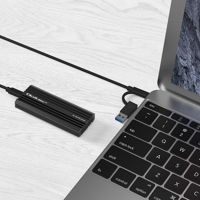 Actual product image Qoltec Obudowa | kieszeń NV2270 na dysk M.2 SSD SATA | NGFF | PCIe | USB-C (M.2)