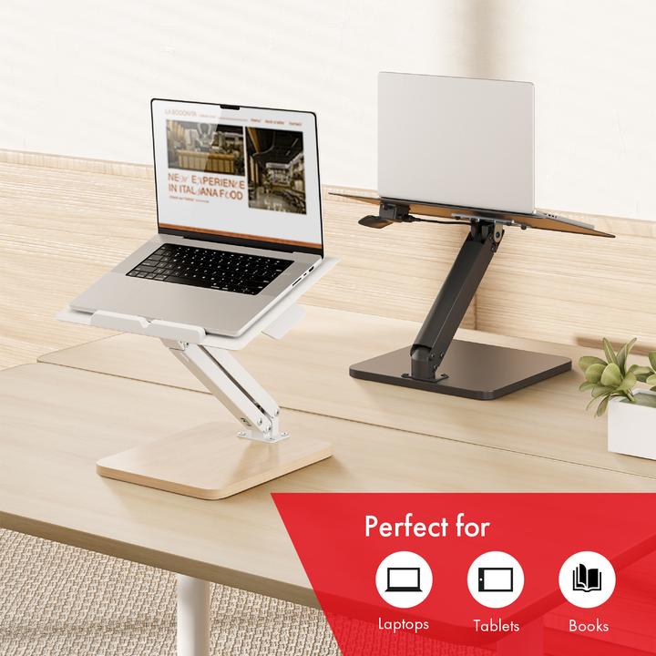 Actual product image Maclean desk stand for monitor or laptop gas spring for standing and sitting work black MC-493
