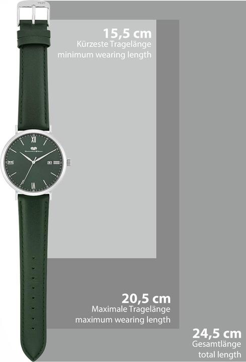 Immagine prodotto Orologio al quarzo Adelsmann in vera pelle argento - 34102 (Orologio da polso analogico, 42 mm)