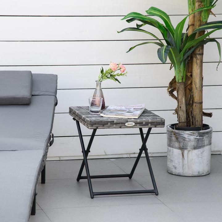 Actual product image Outsunny Folding Polyrattan Garden Table (40 cm)
