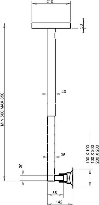 Produktbild OMB Deckenhalter, -40", Metall, schwarz / 1031 (Decke, 40", 20 kg)