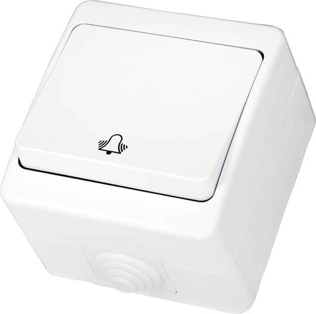 Actual product image Gunsan IP54 Doorbell push-button, damp-proof, surface-mounted White