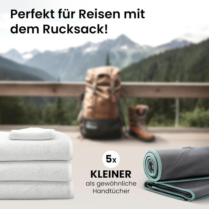 Image du produit BeMaxx Set de serviettes en microfibre, Gray