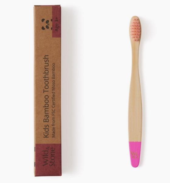 Wild and Stone Kinder Bambuszahnbürste Pink (Weich, 1 x)