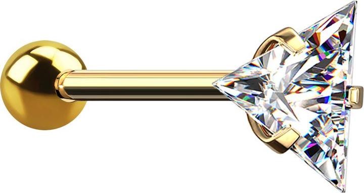 Actual product image Star Piercing Gold-plated micro barbell with ball and triangle crystal (without brass)