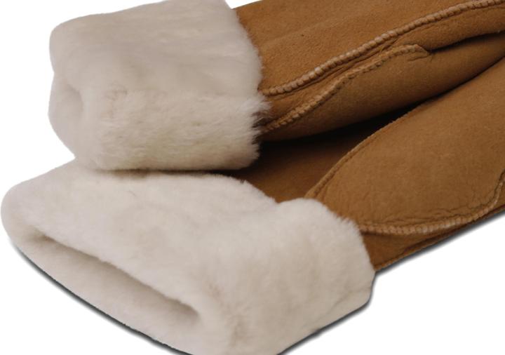 Actual product image Cash-Mere Lederfäustlinge mit Lammfell und Manchette (L)
