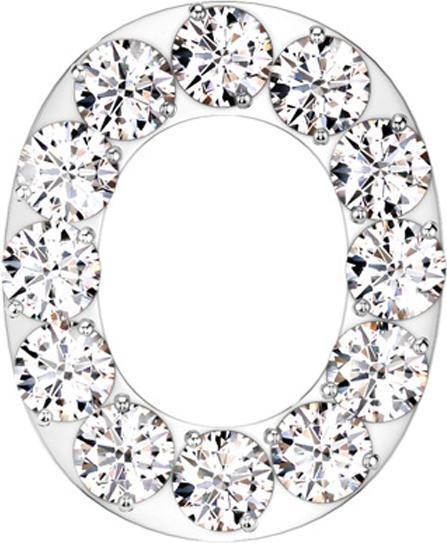 Produktbild Star Piercing Threadless silber mit Kristallen silber Buchstabe O (Titan G23, ohne Messing)
