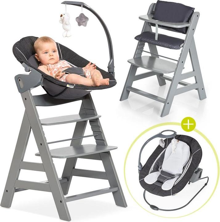 Actual product image Hauck Highchairs Alpha Plus Grey Newborn Set Deluxe - 4-piece highchair (Highchair)