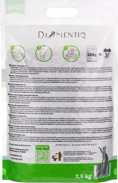 Produktbild Diamentiq Żwirek Tofu zbrylający 2 5 kg NATURALNY (Biologisch abbaubar, Nicht staubend, Klumpend, 2.50 kg)
