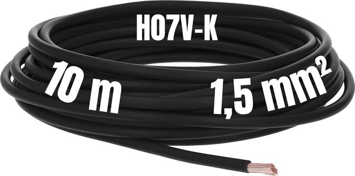 Produktbild Kalitec 10 Meter H07V-K 1,5 mm² schwarz Verdrahtungsleitung I Aderleitung flexibel I PVC Einzelader (10 m)
