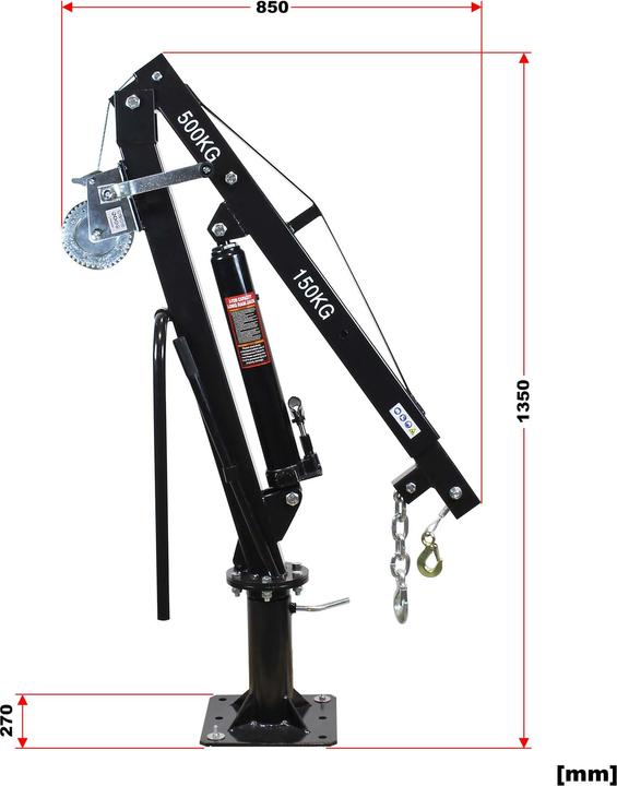 Produktbild Wiltec Pickup Kran Ladekran bis 1770mm 500kg 360° Seilwinde Bodenmontage