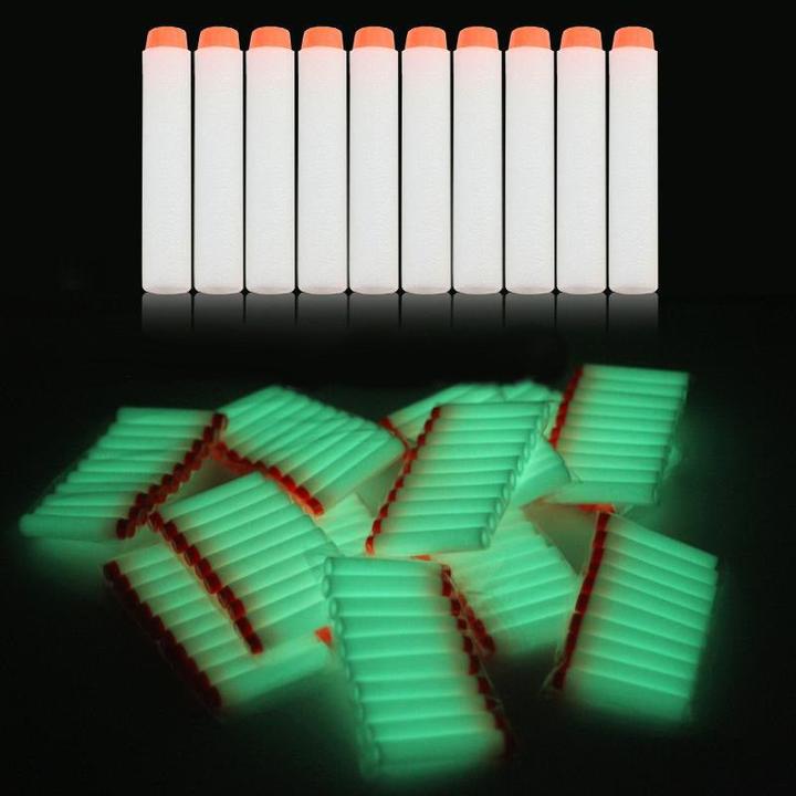 Actual product image Hermex 100x darts in LUMINOUS WHITE / GREEN Fluorescent for NERF N-Strike Elite