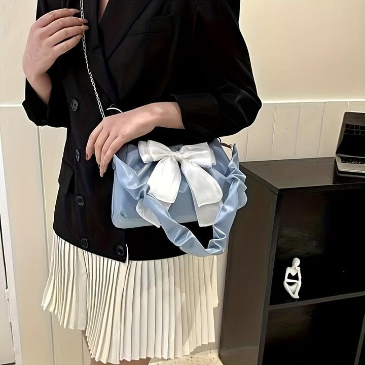 Immagine prodotto Only-Bags.Store Chic bow shoulder bags, monochrome bags with magnetic closure and polyester lining